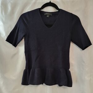 Ann Taylor sweater blouse, navy blue